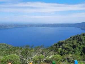 Great view of the Blue Crater created 20,000 years ago.